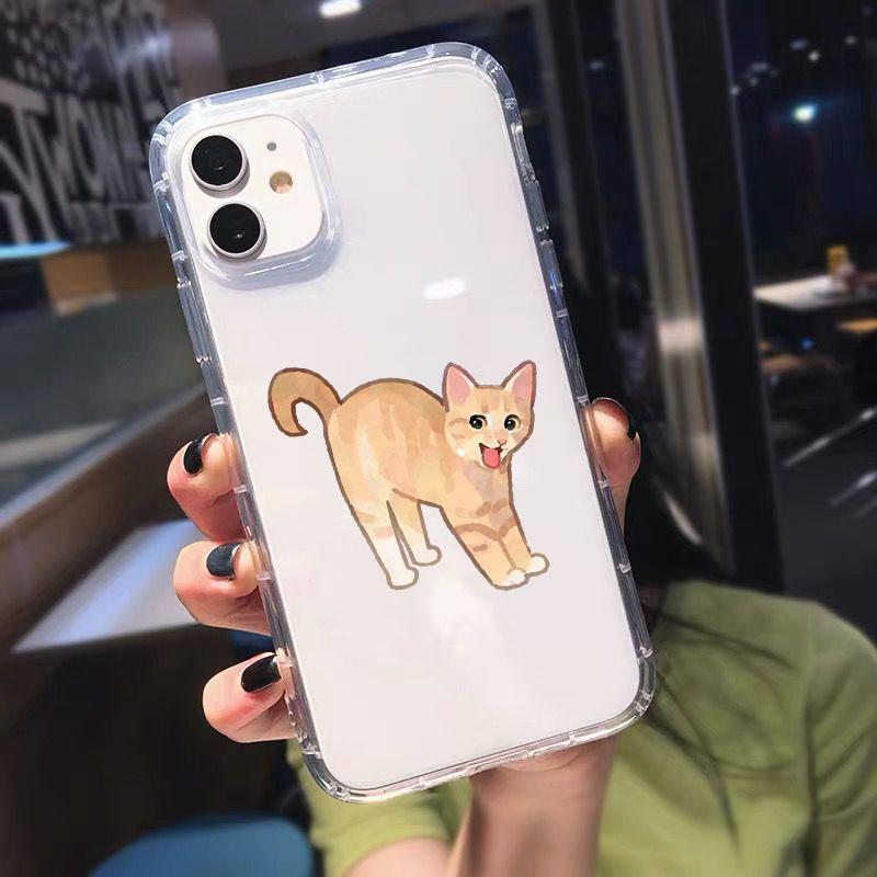 Funny Cartoon Cat Phone Case For iPhone 15 11 12 Pro Max 13 XR XS X 8 7 SE 14Plus Cute Animal Pattern Clear Soft TPU Cover Shell