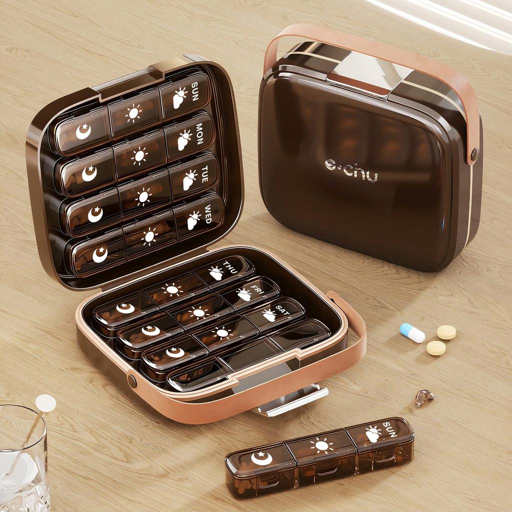 Moisture Resistant 7 Day Pill Organizer 4 Times A Day Pill Case With Removable Compartments For Pills Vitamins And Supplements