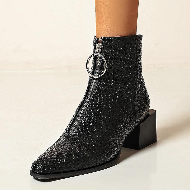 British Style Women's Boots Ankle FashionStreet Stylesilvery Square Toe 4CM Square Heel Mature Party Dress High Heel Women Shoes