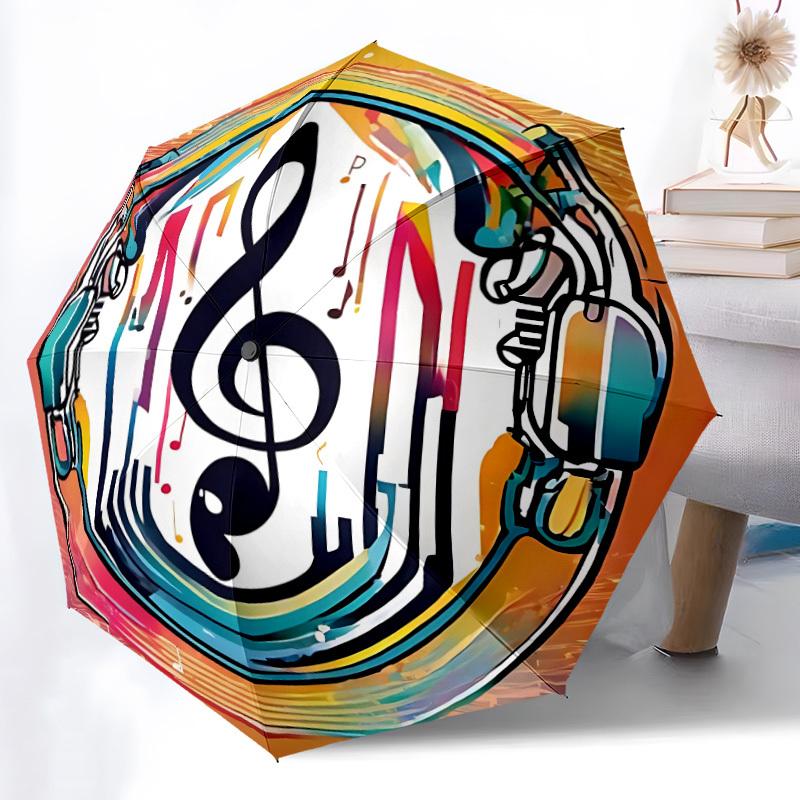 

1pc Musical Note Pattern Automatic Open/Close Umbrella - Compact Travel Umbrella, Gift for Birthday, Holiday yy260106046