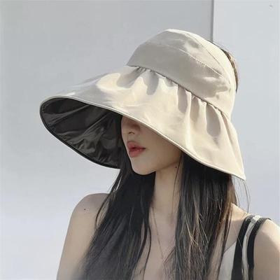 Empty Top Vinyl Sunscreen Hat Women's Summer Big Brim Face Covering Sun Hat Light Sun Hat UV Protection Bucket Hat
