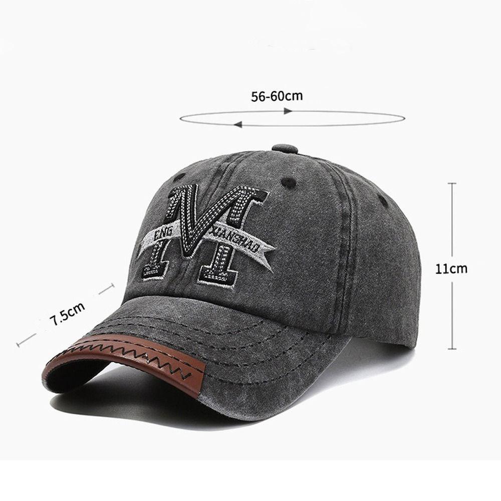 Retro Letter M Embroidered Baseball Cap Washed Cotton Distressed Baseball Hats Adjustable Hip Hop Dad Hat For Man Women Unisex