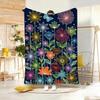 Vintage Boho Flowers Art Throw Lightweight  Flannel Blanket Soft Skin-Friendly For Summer Cooling