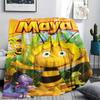 1PC La Abeja Maya Patterned Flannel Blanket Suitable For All Seasons for Home Decor Warmth and Comfort Gifts Holiday Present