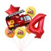 Fire Truck Aluminum Film Digital Balloon 7Pcs Birthday Party Decoration Balloon Venue Arrangement Set