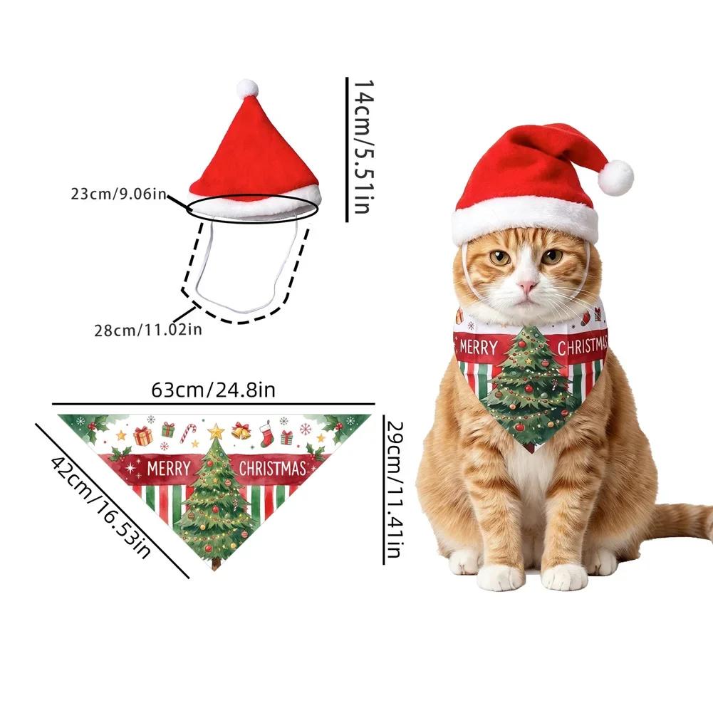 Holiday Dog Scarf Bibs 2Pcs Christmas Plaid Bandanas Puppy Pet Grooming Accessories For Cats Dogs Christmas Gift Supplies
