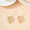 Gold Line Earrings, Leaf Decoration, Fashionable, Light Luxury and Elegant, Daily Versatile, Handmade and Dazzling