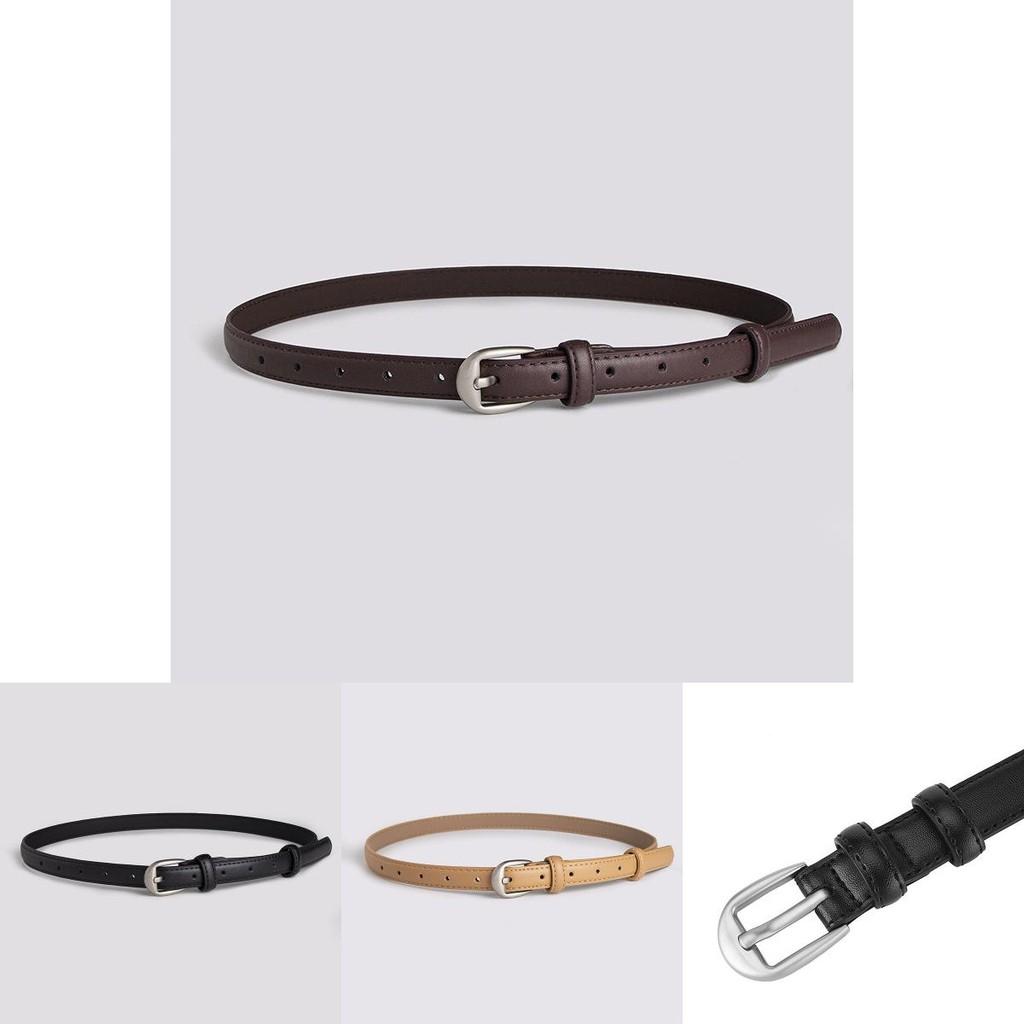 Women Simple Faux Leather Waist Belt For Office And Casual Fashion With Round Metal Buckle