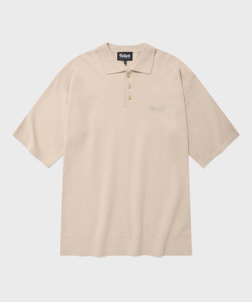Palet Collared Short Sleeve Knit Beige