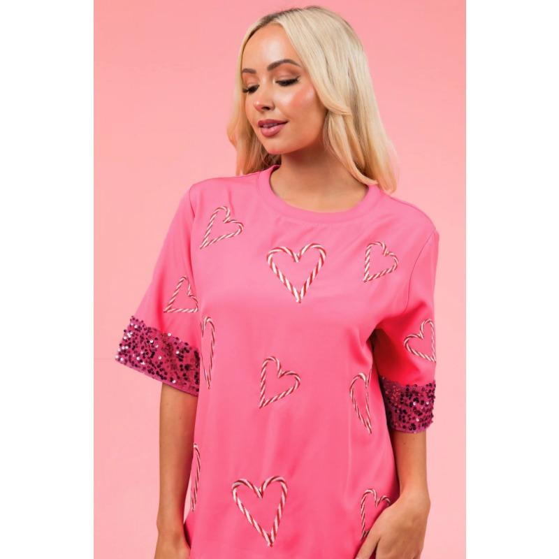 Damen-T-Shirt in Übergröße, Rundhalsausschnitt, modisch, lässig, mittellang, kurzärmlig, bedruckt