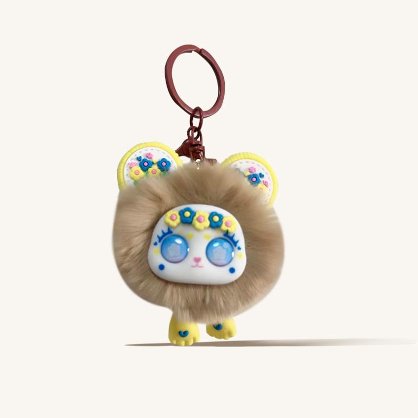 Brelok z futerkiem królika futrzany wisiorek pluszowy wisiorek do torby uroczy komiks z prawdziwymi włosami akcesoria do prezentów dla par wisiorek do tornistra