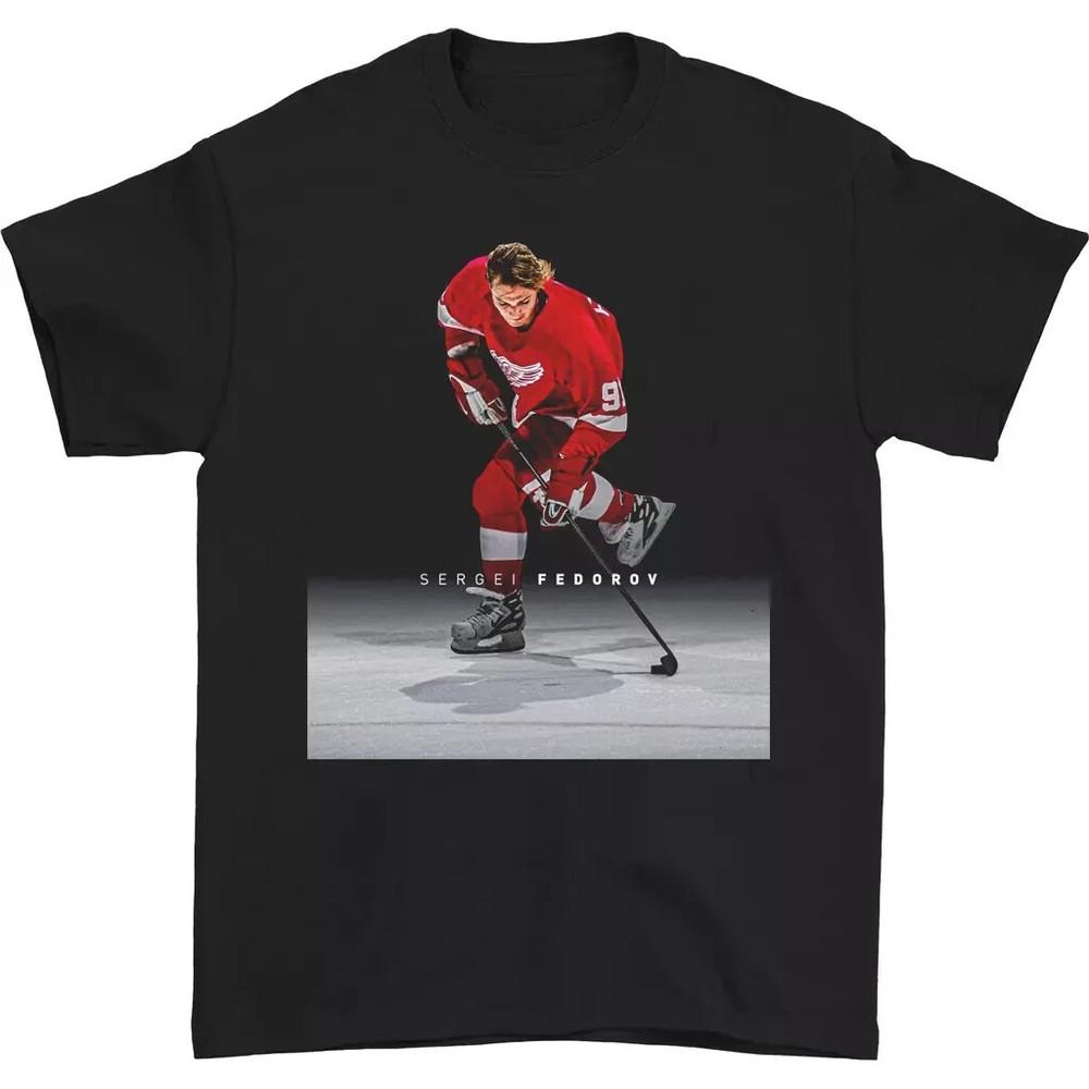 Sergei Fedorov Detroit Red Wings T-shirt Black Unisex All Sizes Unisex T-Shirt M