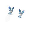 Gericht retro stil tropfendes Öl blaue Schmetterling Ohrringe Magnolienblüten Ohrringe Gold und Silber zweifarbig ohrlose Ohrringe Clips Ohrringe Damen