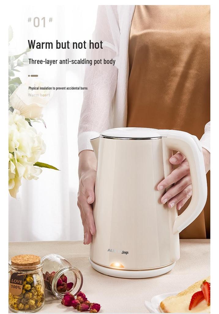 Auxes Insulated Electric Kettle: Large Capacity, Constant Temperature, Fast Heating, Compact for Home and Dorm Use