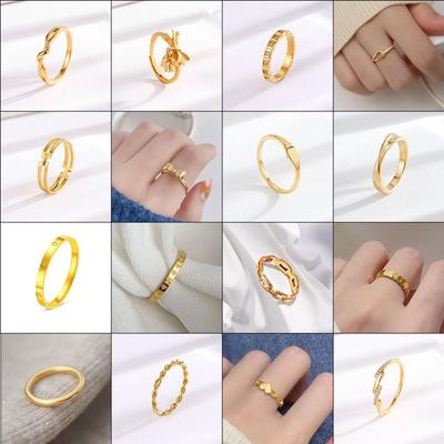 Elegant Heart Bow Titanium Steel Ring for Women Minimalist Round Circle Band Light Luxury Jewelry
