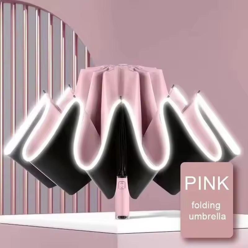 

Полностью автоматический зонт тройного сложения 10 спиц светоотражающие зонты солнцезащитный экран солнцезащитный зонт зонт от дождя ветроустойчивый складной зонт розовый