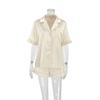 2Women Silk Satin Pajamas Set Two-piece Pj Sets Sleepwear Loungewear Button-Down Pajama Women 2 Piece Pijama Homewear Shorts Set
