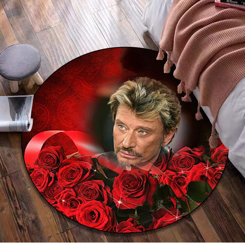 Johnny Hallyday Runder Teppich - Büro Dekorativer Teppich Für Wohnzimmer Schlafzimmer Fußmatte Bodenteppich Computerstuhl Bereichsteppich