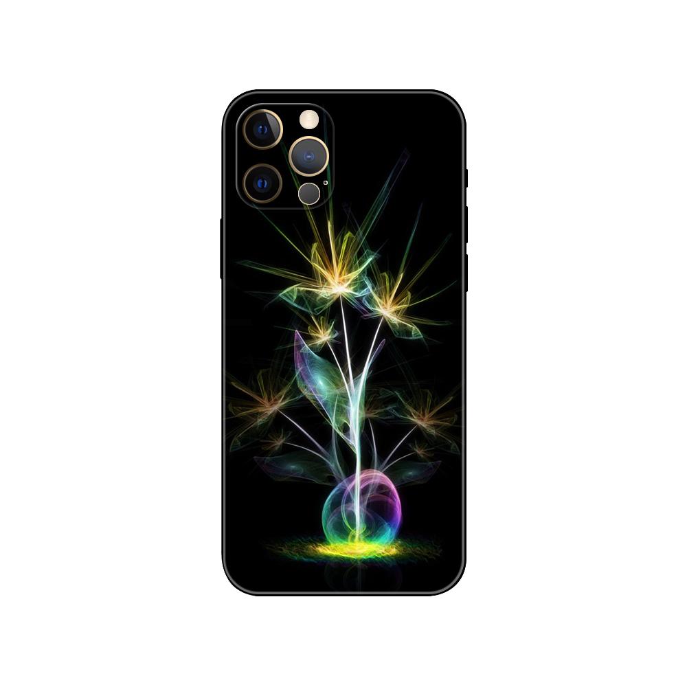 Handyhülle mit Neonmusterdruck für iPhone 5 5s 2020se 6 6s 7 8 plus x 10 XR XS 11 12 13 mini pro MAX schwarze TPU-Rückseite