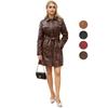 Trench da donna Giacche lunghe con cerniera in ecopelle con tasche sulla cintura Cappotto antivento in PU slim fit Abbigliamento esterno primavera autunno