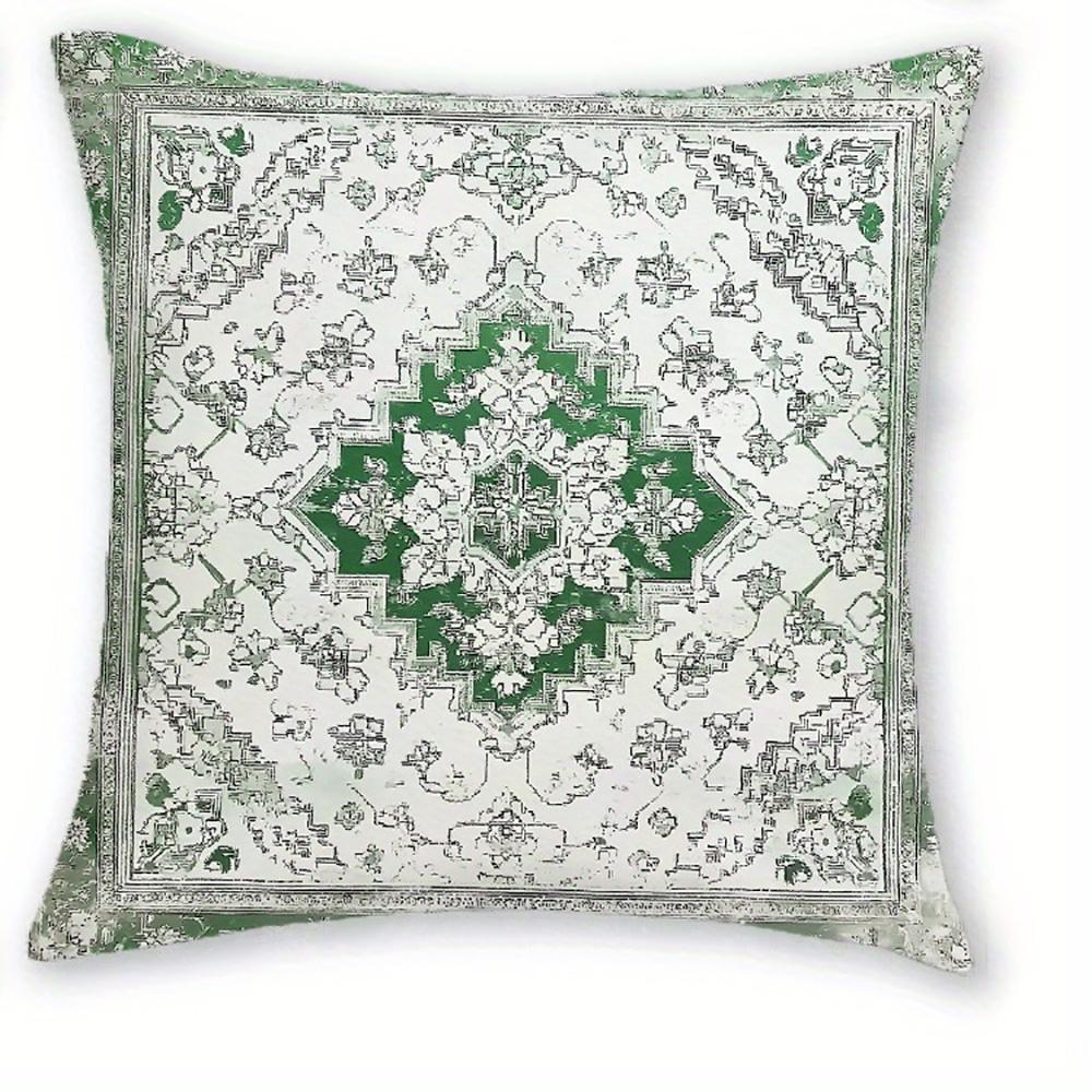 

1/4pcs Green and White Patterned Pillowcases Sofa cushion cover home bedroom room decoration 45x45cm