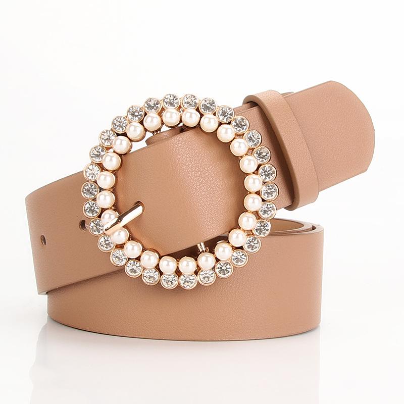 Rhinestone & Pearl Women's Belt Buckle - Stylish Decorative Belt for Dresses