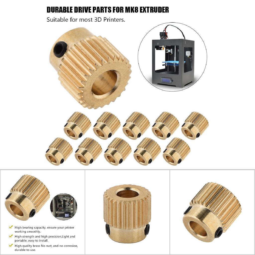 10pcs 3D Printer Accessories High Quality Brass Drive Gear for MK7 MK8 Extruder 26 Teeth