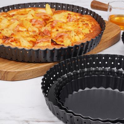 Pizza Pan Food Grade Non-Stick Reusable Dense Holes Design Heat-resistant Multipurpose High-carbon Steel Pizza Baking Pan with Removable Bottom