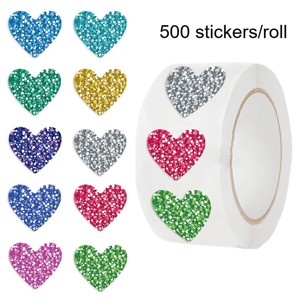 

500pcs Multicolored Heart-Shaped Stickers, Heart Stickers, PVC Stickers, Suitable for Labels, Planner Annotations,Projects,Gifts one size fits all