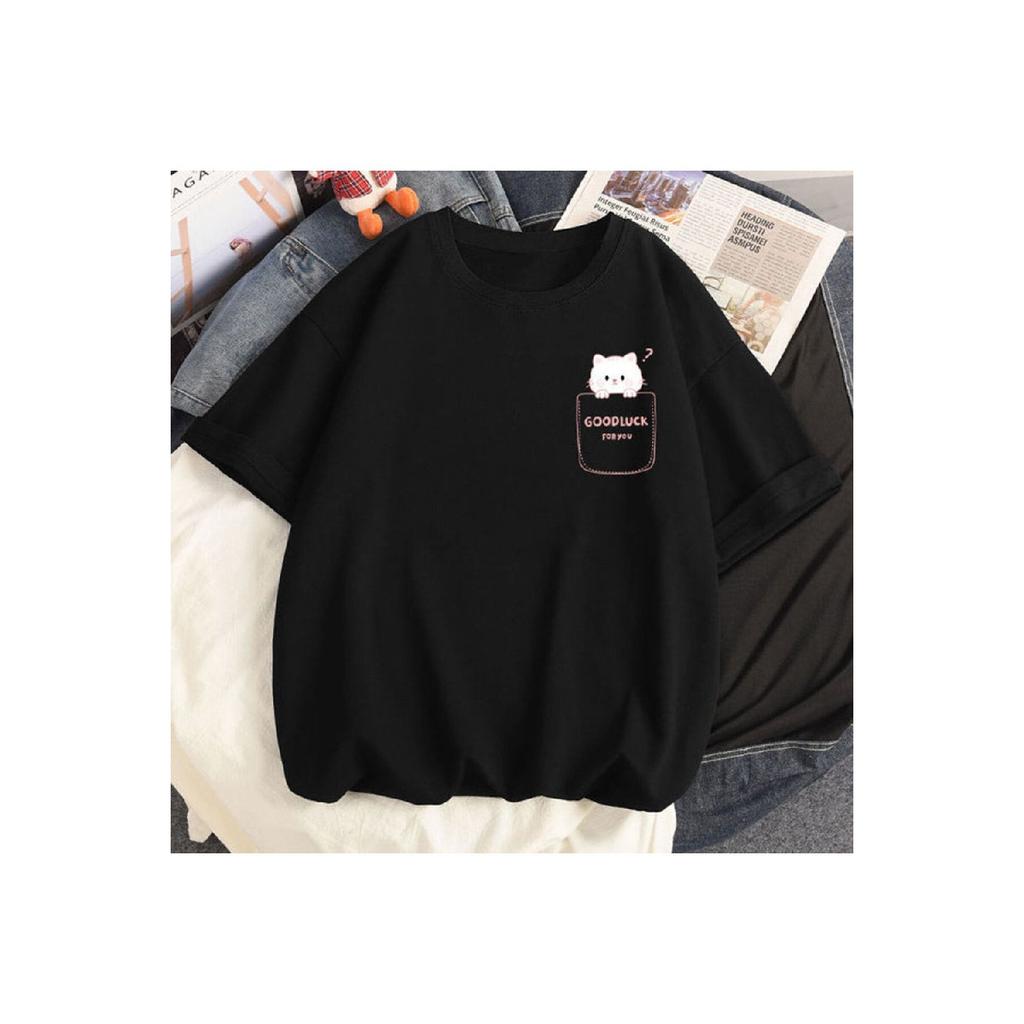 Tricou supradimensionat cu imprimeu Fume Good Luck