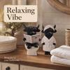 2Pcs 2D Flat Wooden Newspaper-Reading Cows Highland Cow Decorative Ornaments For Home Bedrooms Entryways Bookshelf Display