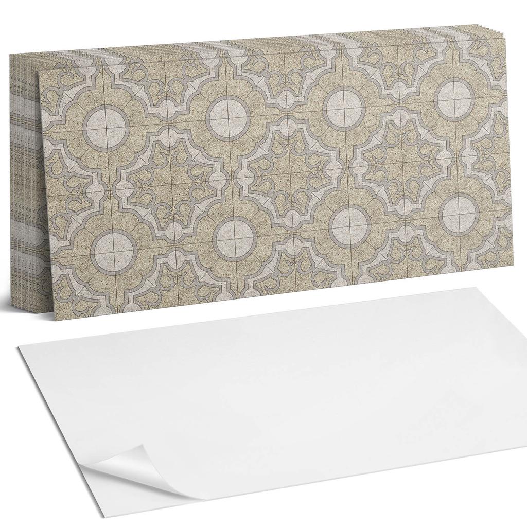Komplet Kafelków Winylowych Z Motywem Do Kuchni Wzór Mozaikowy Z Okręgami 10X40X20 Cm