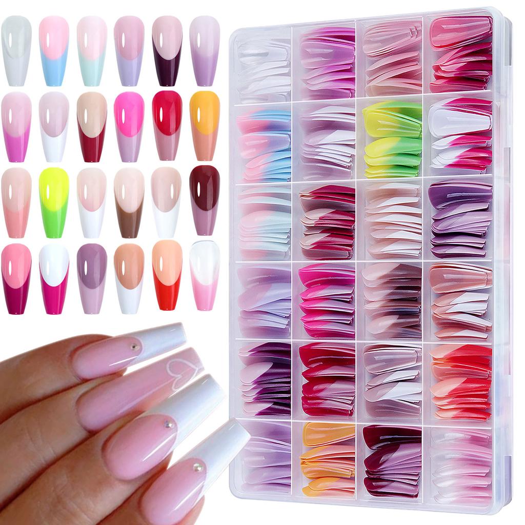 288 Pieces Assorted Size Press On Nail Full Coverage Glossy Artificial Fingernails Perfect for Home or Salon Use
