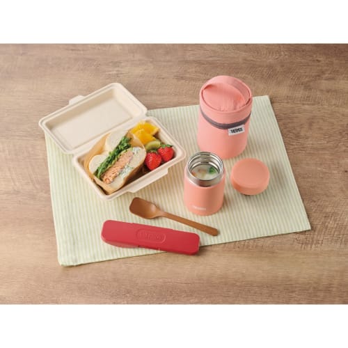 Thermos Vacuum Insulated Soup Jar, 200ml, Coral Pink, Small Capacity Model, Dishwasher Safe, Keeps Soup Hot or Cold, with a Simple Lid Design (JEG-200