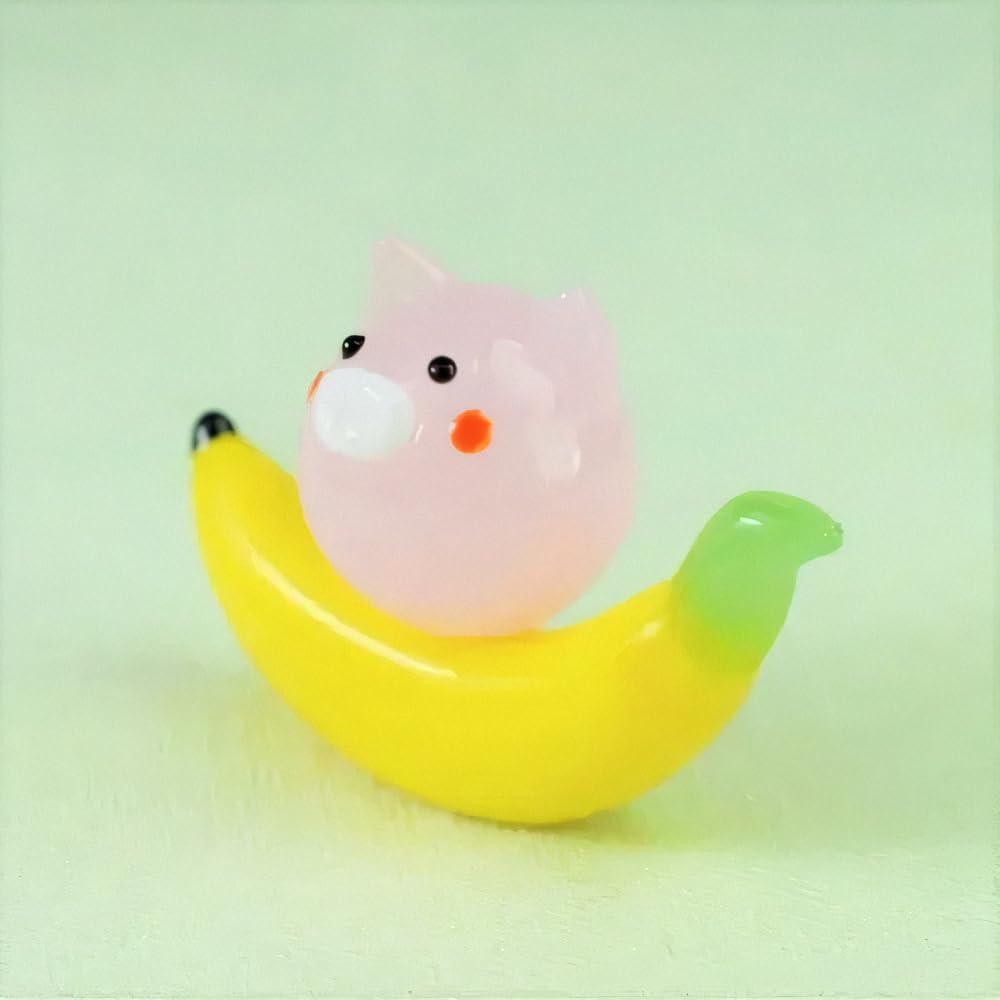 Four Cart Cute Handmade Glass Banana Pig