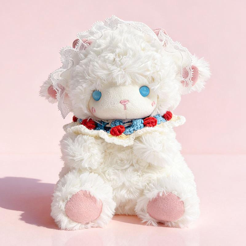 Sheep Plush Toy With Flower Pattern For Kids Gift Soft Cotton Stuffed Animal For Children