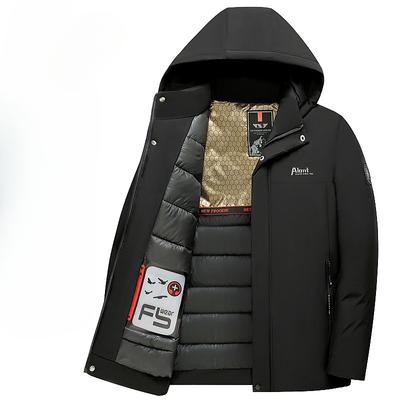 Black Gold Down Padded Jacket for Dad, Winter Coat, Middle-aged and Elderly Men's Padded Jacket, Autumn and Winter Padded Coat, Thickened and Warm