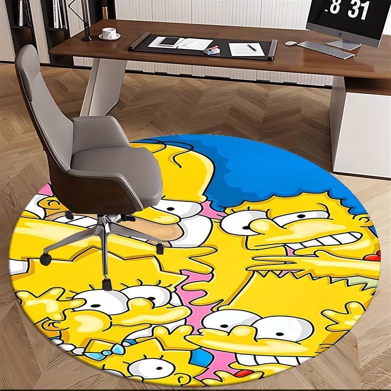 Simpsons Family Chair Mat - Round Carpet for Home Decor, Office, Living Room