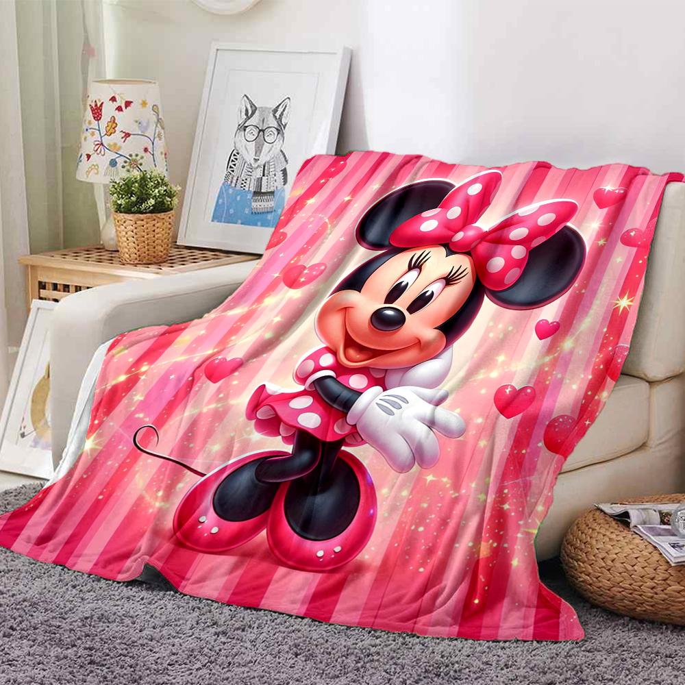 Pink Minnie Mouse Love Blanket Soft Throw Blanket For Home Bedroom Bed Sofa Travel Office Solid Christmas Blanket