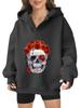 2025 new European and American Halloween women's hooded sweater front and rear pattern winter fleece loose casual