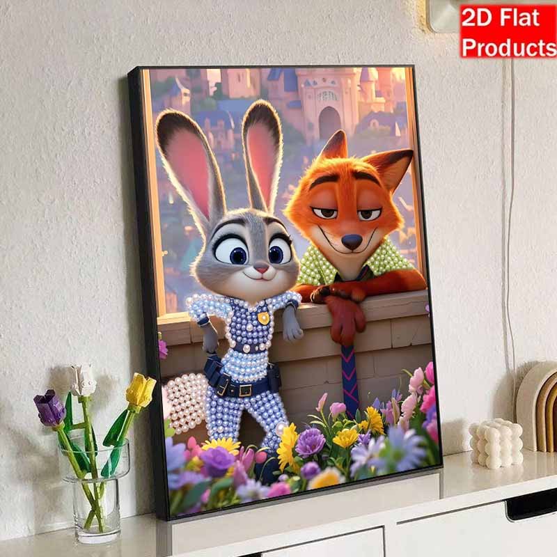 Disney Pearl Painting DIY Zootopia Judy and Nick Pearl Art Painting Pearl Gem Painting, Home Wall Decoration Crafts