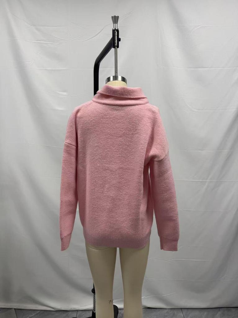 European & American Cross-Border Knit Cardigan: Women's Loose Lapel Button Plain Long Sleeve Sweater for Autumn/Winter