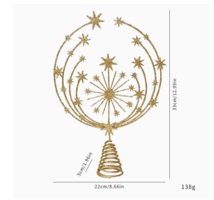 New Star Christmas Tree Topper Iron Hollow Glitter Christmas Tree Decoration Xmas Decoration Party Supplies Snowflake Ornaments