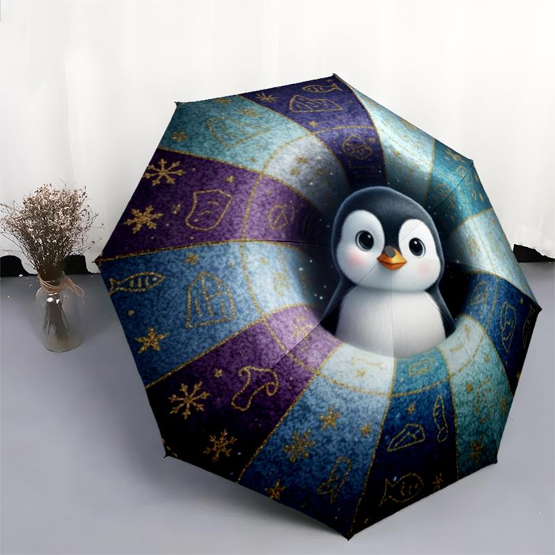1 PC Automatic Folding Umbrella - Cartoon Pattern, Portable & Foldable Design with 8 Ribs, Christmas Birthday Gifts