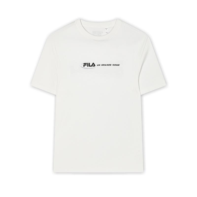 Fila Original Series Letter Logo Printed Fashion Casual Comfortable Knit Short Sleeve T-Shirt Men T-Shirts Cloud-Mushroom-White F11M429116FWT