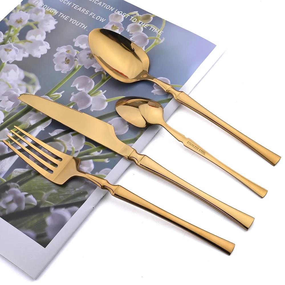 24pcs Dinnerware Set Stainless Steel Tableware Knife Fork Coffee Spoon Cutlery Dishwasher Safe Kitchen Dinner Silverware