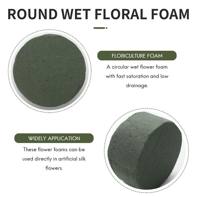 M-Modern-Floral Foam, 15 PCS Round Dry Floral Foam Blocks, Green Blocks For Artificial Flowers, Great For Flower
