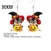Distinctive Halloween Theme Jewelry Witch Hat Puppy Earrings, Cute Dog Pumpkin Drop Stylish Pet Lover Accessories Lightweight Acrylic Jewelry,