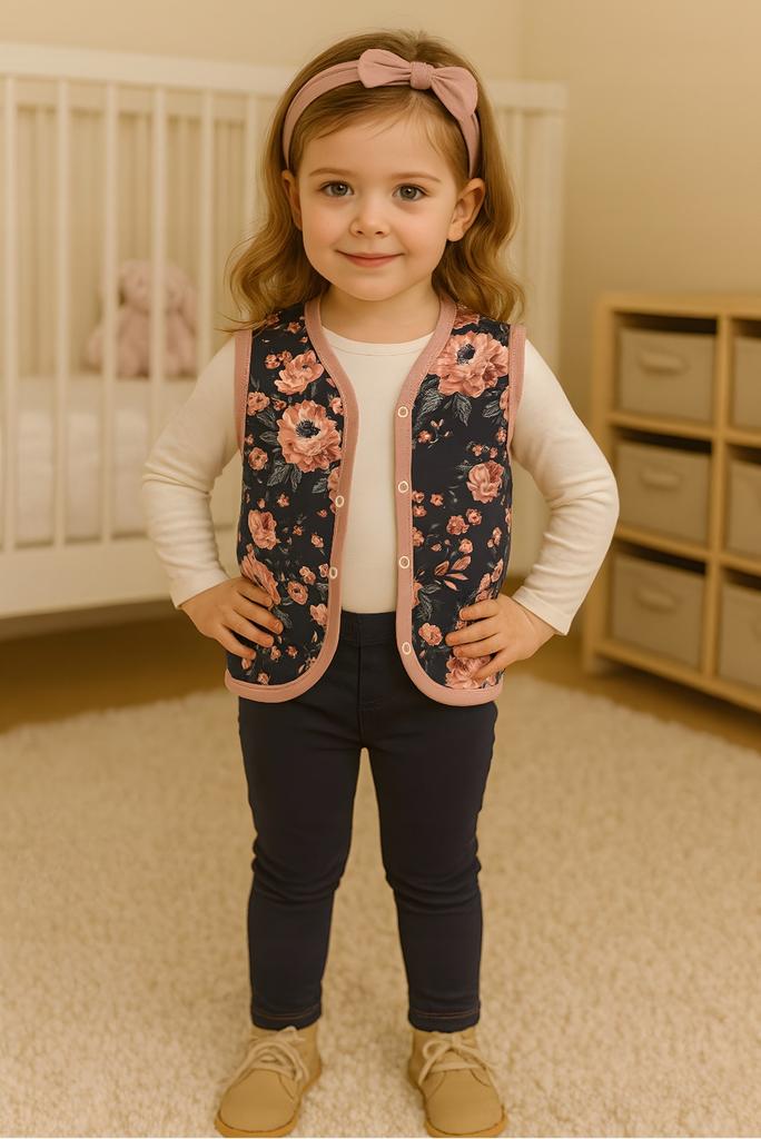 Warm Girls' Vest116 Sleeveless Fleece Jacket English Rose
