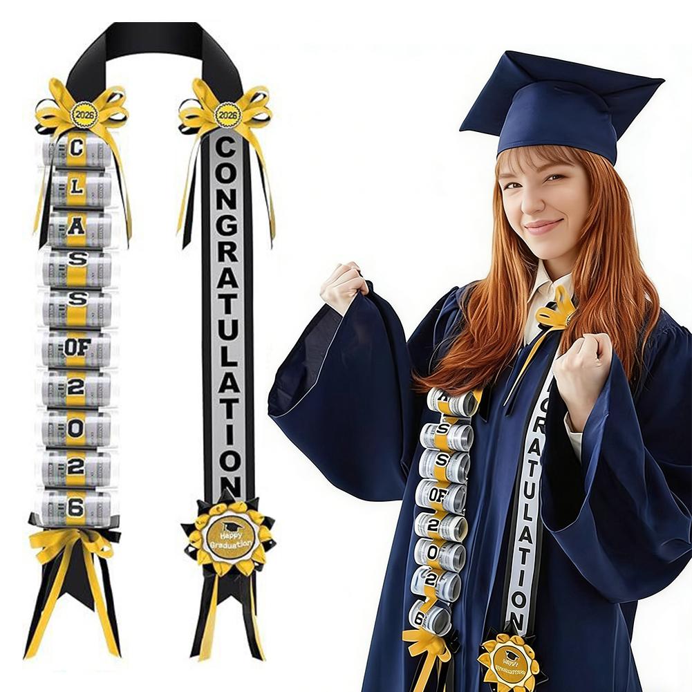 2026 Graduation Money Lei, Class of 2026 Graduation Ribbon Leis Grad Cash Gifts Party Supplies and Photo Props for High School College